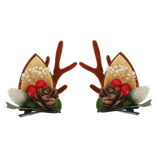 Beaupretty 2 Stück Teiliges Weihnachts Rentier-haarspangen Festlich Leicht Niedlich für Mädchen Party Haarschmuck Weihnachten Accessoires von Beaupretty