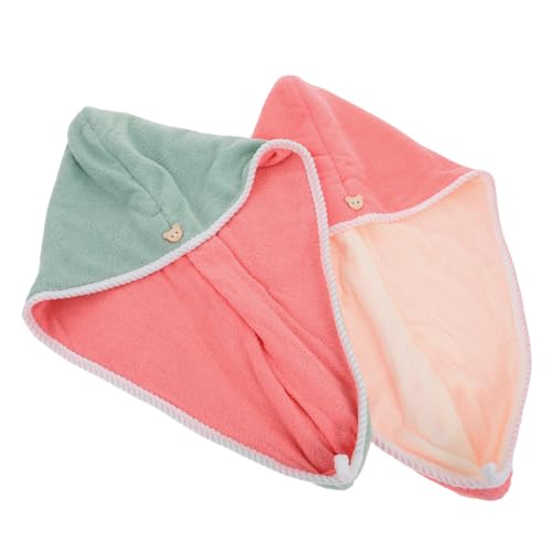 Beaupretty 2stücke Mikrofaser Turban Handtuch Für Haar Schnelltrocknendes Haarturban Für Damen Super Saugfähige Haartrocknungskappe Für Lockiges Haar Rosa Und Grün von Beaupretty