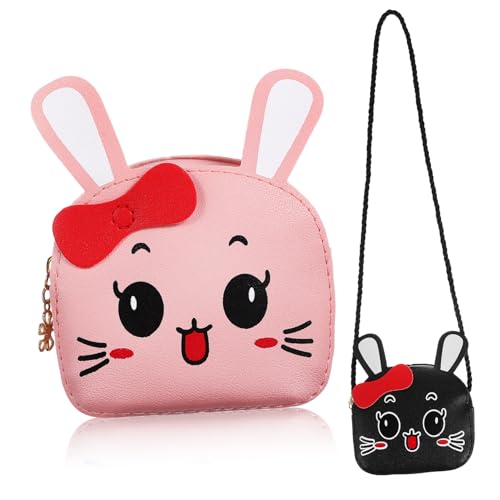 Beaupretty 2 Stück Umhängetaschen Kleine Pu Imitat Hasen Geldbörsen mit Ohren Cartoon Rabbit Purse für Mädchen zum Aufbewahren von Münzen Schlüssel Handy Karten für Alltag Reisen von Beaupretty