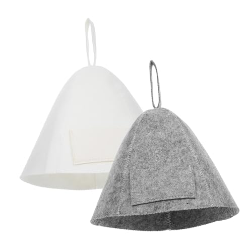 Beaupretty 2 Stück Unisex Sauna Hut mit Taschen Filz Sauna Mütze für Männer und Graue und Beige Farben Zubehör für Dampfbäder und Wellness von Beaupretty
