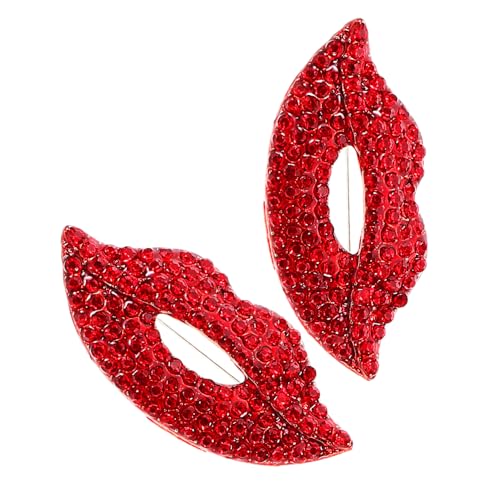 Beaupretty 2 Stück Valentinstag-herzbrosche Lippen Patch Lippenbefugungen Lippen Broschennadeln Lippendekor Lippenverzierung Lippen-hut-patch Rot Zinklegierung von Beaupretty