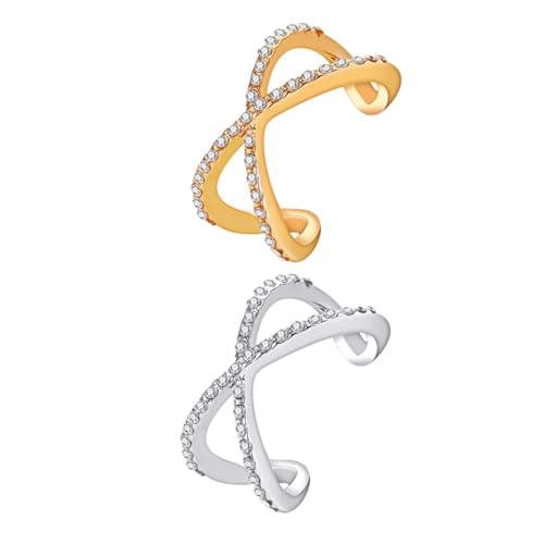 Beaupretty 2 Stück Verstellbare Doppel Lagen Ringe mit Funkelnden Strasssteinen Schmuckringe für Damen und Herren Eleganter Glänzender Schmuck für Besondere Anlässe und Alltag Teiliges von Beaupretty