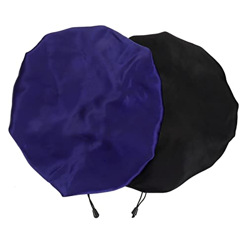 Beaupretty 2 Stück Verstellbare Doppellagige Satin Schlafhaube und Duschhaube für Damen Wiederverwendbar Pflegeleicht Leichte Reisehaube Schwarz und Schützt Haare Beim Duschen und Schlafen von Beaupretty