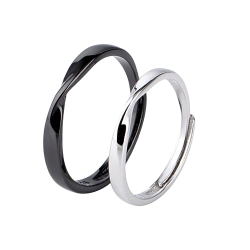 Beaupretty 2 Stück Verstellbare Sterling Silber Couple Ringe Teiliges Herrenring Damenring Weißgold für Verlobung Hochzeit und von Beaupretty