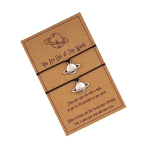 Beaupretty 2 Stück Kreatives Paar Planet Armbänder Verstellbare Gewebte Handgelenkketten Aus Legierung Valentinstag Für Paare Zarte Handgelenkschmuck Für Liebhaber von Beaupretty