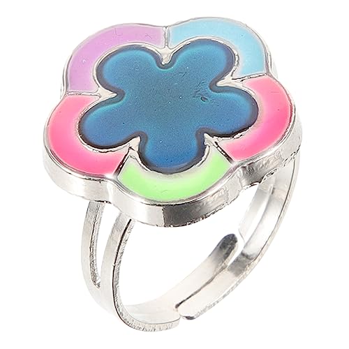 Beaupretty 2 Stück Verstellbarer Damen Ring Blume Stimmungsring Farbwechsel Offener Fingerring für Teen Mädchen Schmuck von Beaupretty