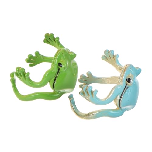 Beaupretty 2 Stück Verstellbarer Froschring Damen Offener Süßer Tierring Grün Blau Minimalistischer Schmuck Einstellbare Alltagstauglich Verspieltes Accessoire für Frauen von Beaupretty