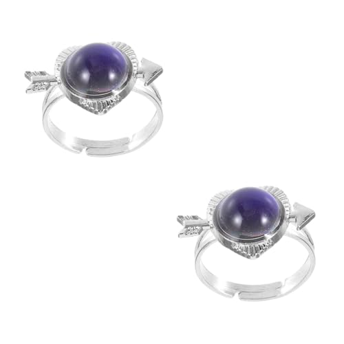 Beaupretty 2 Stück Verstellbarer Stimmungsring für Frauen Farbwechsel Ring mit Temperatur Gemstone für an Freunde Familie Modischer Schmuck von Beaupretty