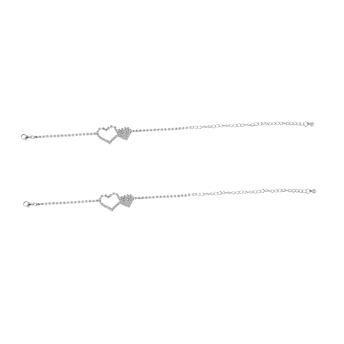 Beaupretty 2 Stück Verstellbares Teiliges Herz Fußkettchen für Frauen mit Funkelnden Strasssteinen Silberne Fußkette Schmuck Eleganter Fußschmuck für Sommer Strand und Party von Beaupretty