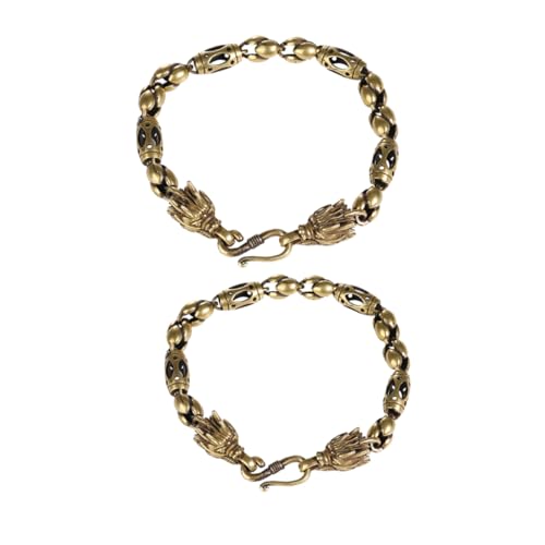 Beaupretty Vintage Drachenarmband 2 Stück Messingarmband Für Männer Drachenkopf Manschette 22cm Und 24cm Chinesisches Zodiac Schmuck von Beaupretty