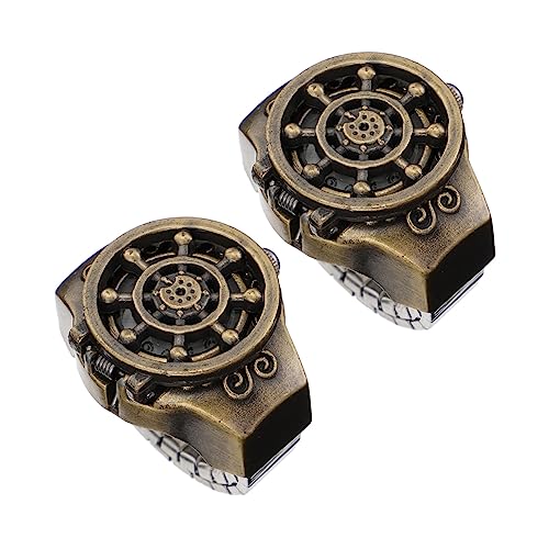 Beaupretty 2 Stück Vintage Finger Ring Uhr Retro Uhr mit Klappdeckel Mode Fingeruhr für Damen Herren für Täglichen Gebrauch Einzigartiges Accessoire von Beaupretty