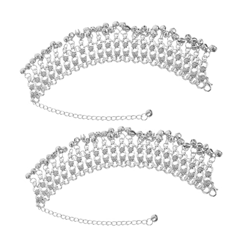 Beaupretty 2 Stück Vintage Glocken Fußkettchen mit Mehrlagiger Gliederkette Verstellbares Boho Fußkettchen mit Quasten und Glocken Leichte Ethno Fußkette für Bauchtanz Strandurlaub und Alltag von Beaupretty