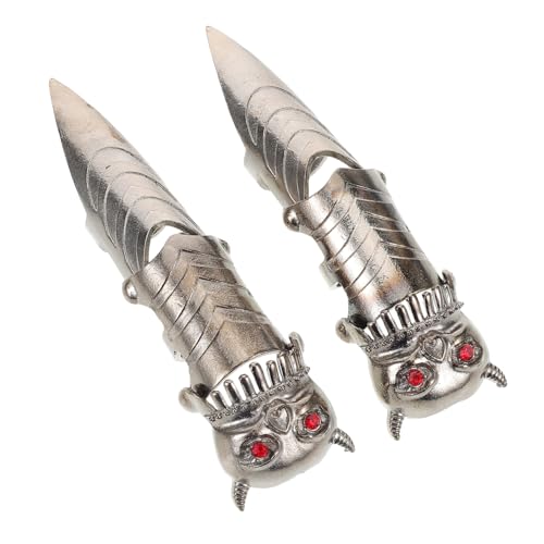 Beaupretty 2 Stück Vintage Gothik Punk Stil Eulenringe für Männer Metal Full Finger Rock Schmuck für Halloween Party Cosplay von Beaupretty