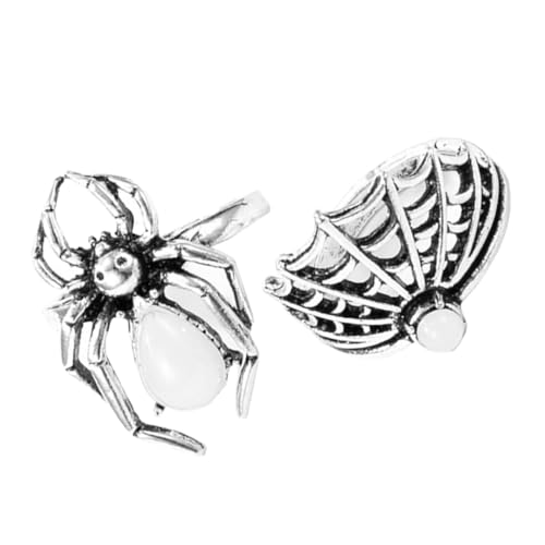 Beaupretty 2 Stück Vintage Punk Stil Metalllegierung Spinnenring mit Hohl spinnennetz Design Verstellbar Damen und Herren Schmuck für Party Alltag und Besondere Anlässe von Beaupretty