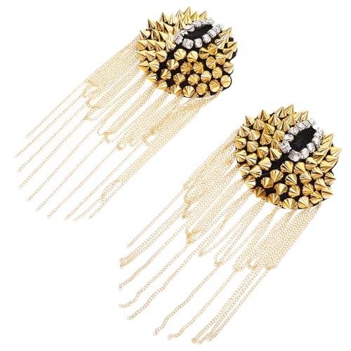 Beaupretty 2 Stück Vintage Quaste Schulterklappen mit Kette und Nieten Dekorative Kostüm Accessoires für Halloween und Bühnenauftritte Stilvolle Epauletten für Damen und Herren von Beaupretty