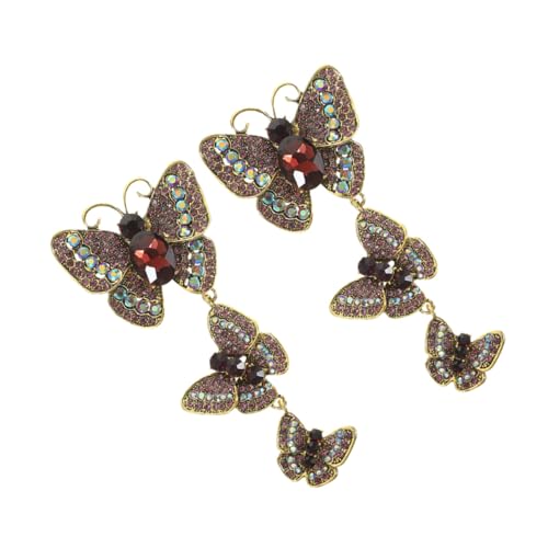 Beaupretty 2 Stück Vintage Schmetterling Broschen mit Strass Eleganter Damen Kleid Anstecker Stola und Cardigan Pins Detailreiches Design Glamouröser Schmuck für Kleidung von Beaupretty