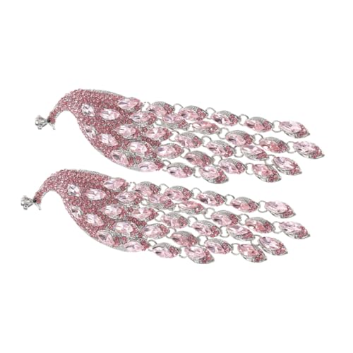 Beaupretty 2 Stück Vintage Strass Pfau Brosche mit Langen Quasten Funkelnde Schmucksteine-Anstecknadeln für Damen Kreative Kleidung Zubehör Elegant für Pullover Hüte Taschen und Mäntel von Beaupretty