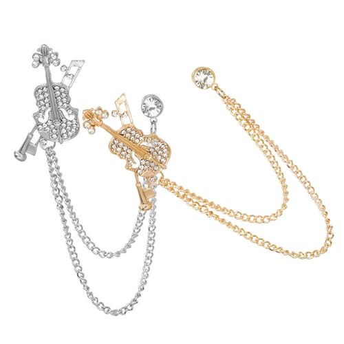 Beaupretty 2 Stück Violin Anstecknadeln aus Modische Reversbroschen für Kleidung Langlebige Anzug Pins Geschenkidee für Damen Farbig in Gold und Silber Vielseitig für Jacken und Schals von Beaupretty