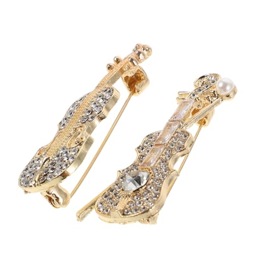 Beaupretty 2 Stück Violin Brosche mit Strasssteinen Musikalische Anstecknadel für Kleidung Vielseitiges Accessoire für Musikliebhaber als für Frauen und Geigerinnen von Beaupretty