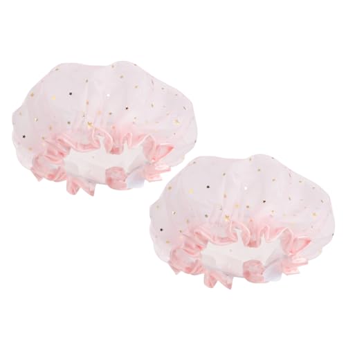 Beaupretty 2 Stück Wasserdichte Duschhaube Damen mit Elastischem Wiederverwendbar für Langes und Kurzes Haar Schutz Beim Baden Waschen und Make Up für Mädchen und Frauen von Beaupretty