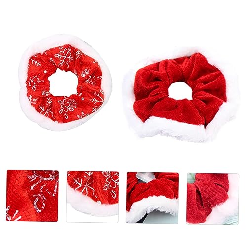 Beaupretty 2 Stück Weihnachtliche Haargummis aus Flauschigem Flanell mit Schneeflockenmuster Weiche Haarschleifen in Rot und Weiß Modischer Haarschmuck für Damen Komfortabel und Vielseitig von Beaupretty