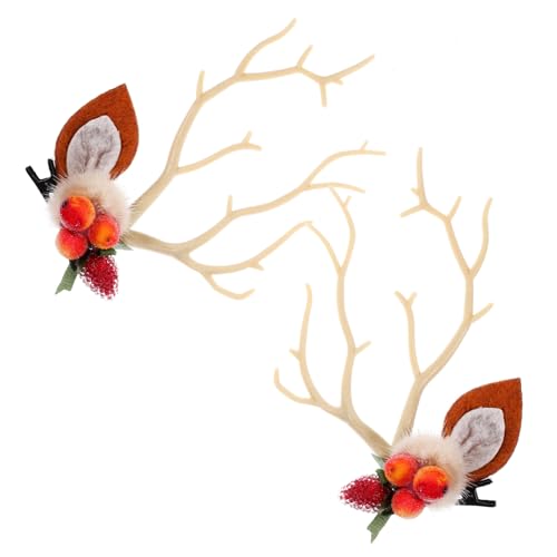 Beaupretty 2 Stück Weihnachtliche Haarspangen Kleine Hirschgeweih Haarklammern Festlich Leichter Haarschmuck für Mädchen Sicher und Schonend Accessoires für Haare von Beaupretty