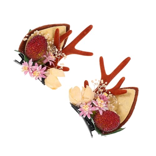 Beaupretty 2 Stück Weihnachtliche Hirschgeweih Haarclips Festlicher Haarschmuck Niedliche Geweih-ohren Haarnadeln für Damen und Mädchen Weihnachtsfeier Party Zubehör von Beaupretty