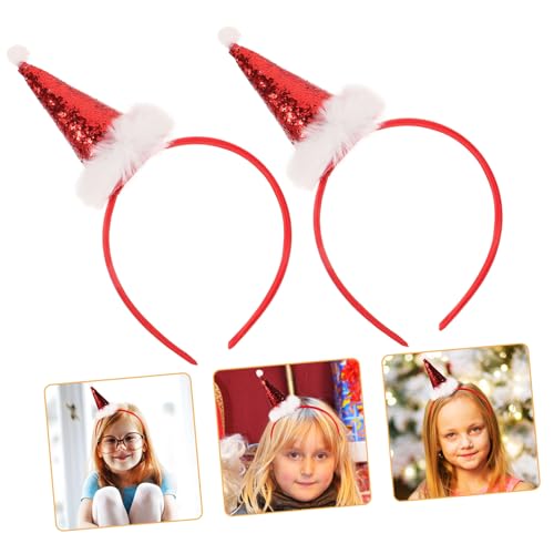 Beaupretty 2 Stück Weihnachts Haarreif mit Mini Hut Weiches und Kunststoffmaterial Bequem und Langlebig für Weihnachtsfeiern und Cosplay Süßes Rotes Design für Mädchen von Beaupretty