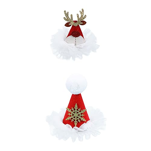 Beaupretty 2st Weihnachtsmütze Haarnadel Weihnachtshaarschmuck Für Frauen Weihnachts-haarspangen Haarspangen Für Damen Mini-haarspangen Für Frauen Weihnachtshaarspangen Kind Hut Mädchen Stoff von Beaupretty