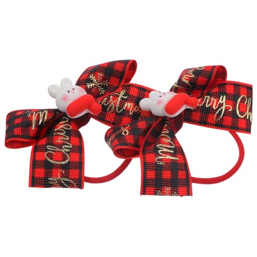 Beaupretty 2 Stück Weihnachtsschleifen-Haargummis Weihnachts-Elastischer Haargummi Weihnachts-Pferdeschwanzhalter Mädchen-Weihnachts-Haar-Accessoires Rot von Beaupretty