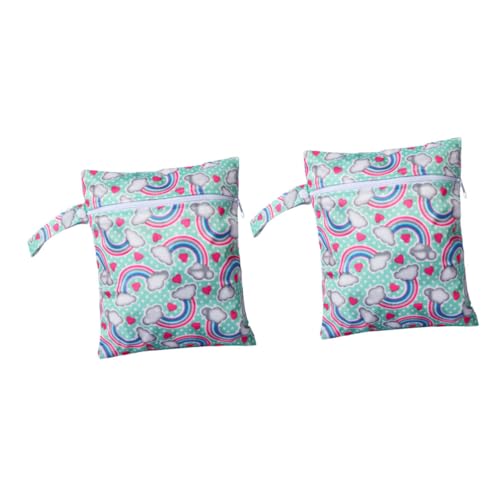 Beaupretty 2 Stück wasserdichte Wickeltasche Wiederverwendbarer Windelbeutel mit Cartoon Design Leicht Tragbar Atmungsaktiv Multifunktionale Aufbewahrungstasche für Feuchtes und Trockenes von Beaupretty