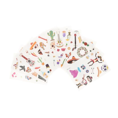 Beaupretty 20 Blatt Leuchtende Day Of The Dead Tattoos Gesichtstattoos Temporäre Wasserfeste Party Cosplay Aufkleber mit Gitarren und Motiven für Halloween Fasching von Beaupretty