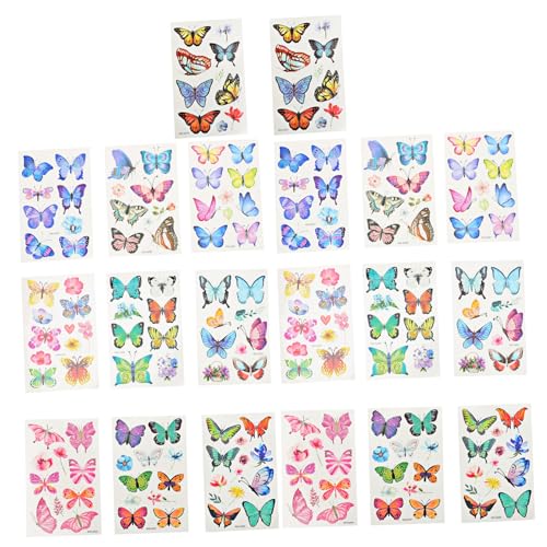 Beaupretty 20 Blatt Schmetterling Temporäre Tattoos Mädchen Hautfreundliche Transfer Sticker Vielseitig für Körper und Dekoration von Beaupretty