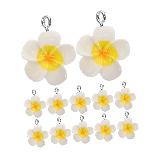 Beaupretty 20stücke Kleine Plumeria-blumenperlen Charms Anhänger Flache Rückseite Verzierung Für Schmuckherstellung Schlüsselanhänger Haarschmuck von Beaupretty