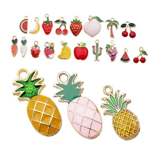 Beaupretty 21stücke Mini Obst Anhänger Ananas Erdbeere Apfel Wassermelonen Charme Für Schmuckherstellung Armbänder Halsketten Schlüsselanhänger Bastel Charme von Beaupretty