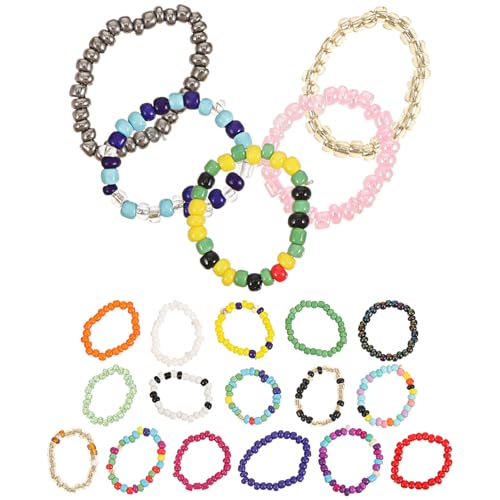 Beaupretty 21Stücke Teiliges Bunter Perlenringe für Frauen und Mädchen Stilvolle Fingerringe Hochwertigem Material für Sommer und Outfits von Beaupretty