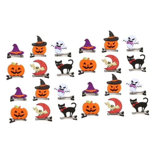 Beaupretty 24 Stk Halloween-haarspangen Hexenhut Haarspange Halloween-haarschmuck Für Frauen Totenkopf-haarspangen Halloween Haargummis Skelett Haarspangen Hexen Hut Metall Kind Kürbis von Beaupretty