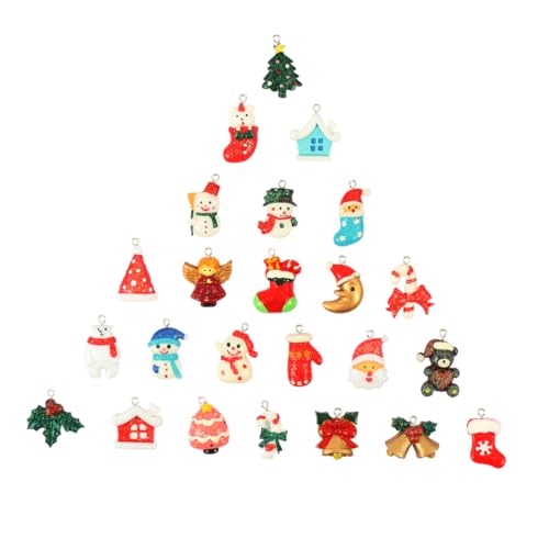 Beaupretty 24 Stück Teiliges Resin Weihnachtsanhänger DIY Glitzernde Charms Sichere und Langlebige Weihnachtsdeko Stilvolle Anhänger für Party Schmuck und Christbaumschmuck zum Basteln und von Beaupretty