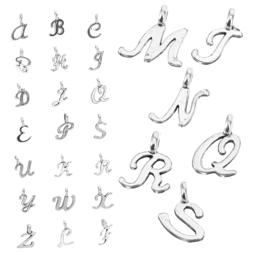 Beaupretty 26 Stück Alphabet Buchstaben Anhänger Selbstgemacht Schmuckanhänger Zinklegierung Kleine für Armbänder Schlüsselanhänger von Beaupretty