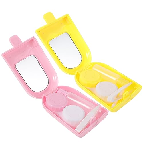 Beaupretty 2 Satz Kontaktlinsenboxen in Eiscremeform Tragbare Linsenbox für Reisen Exquisiter Kunststoff Kontaktlinsenbehälter Kompakter Linsenorganizer für Damen und Outdoor Aktivitäten von Beaupretty