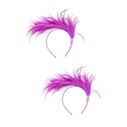 Beaupretty 2St Feder Stirnband hair accessories for girls hochzeitshaar schmuck Federhaarschmuck federkopfschmuck Halloween Kopfbedeckung Haare hoch schmücken Frau Eisendraht Violett von Beaupretty