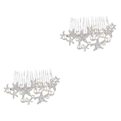 Beaupretty 2St Hochzeit Haarkamm Kristall ab Strasssteine Hochzeitskopfschmuck für die Braut Halloween-Haarkamm Tiara Kämme Haarkamm für die Braut Strasskamm Diamant Kopfbedeckung Perle Damen von Beaupretty