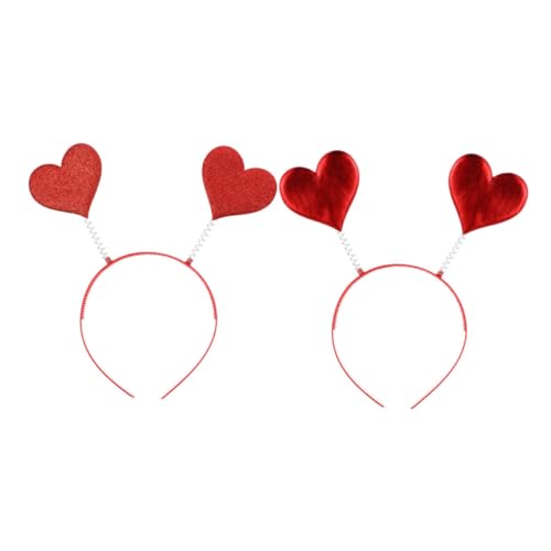 Beaupretty 2St Stirnband Haarband shöne bescherung Herz-Kopf-Bopper Foto-Requisiten für die Valentinstagsparty Stirnbänder für Damen Haargummi Antennenbopper Valentinsgruß Liebe Haarschmuck von Beaupretty