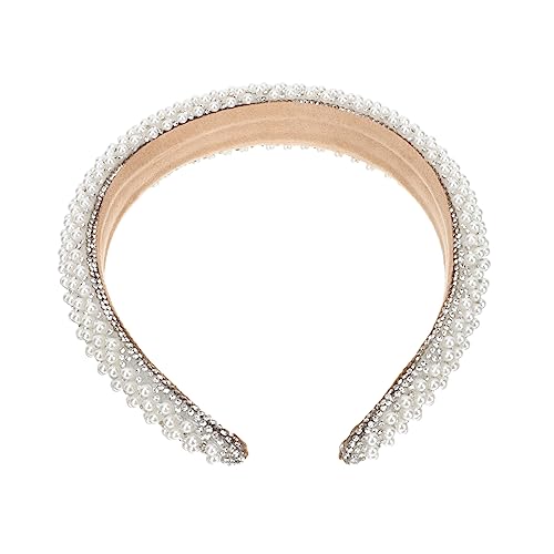 Beaupretty Braut Stirnband 2St Stirnband Haarschmuck Haargummi mit Strasssteinen weißer Hijab Haarband Tiara dekorativer Haarreif Kopfschmuck für Mädchen wild Kopfbedeckung schmücken Braut von Beaupretty