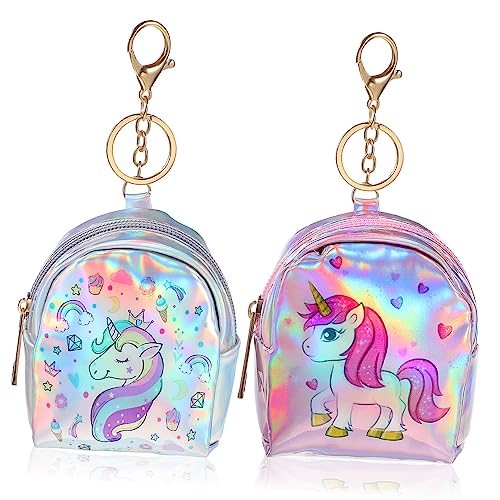 Beaupretty 2Stücke Brieftasche für Frauen Holographische Münzbeutel mit Schlüsselring PU Geldbörse für Karten Münzen Kleine Gegenstände Reisen von Beaupretty