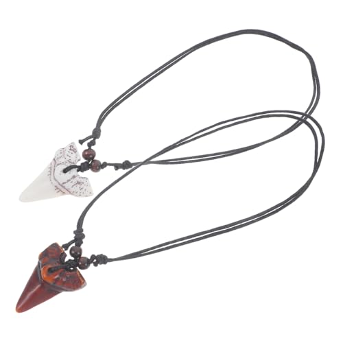 Beaupretty 2stücke Haifischzahn Halskette Für Männer Weiß Braun Verstellbar Für Strandpartys Und Surfen Einzigartiger Haizahn Anhänger Eleganter Beach Schmuck von Beaupretty