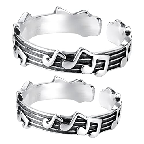 Beaupretty 2Stücke Offene Fingerringe mit Musikalischen Noten Verstellbare Paarringe für Damen Herren Modischer Schmuck für Versprechen Hochwertige Handwerkskunst von Beaupretty