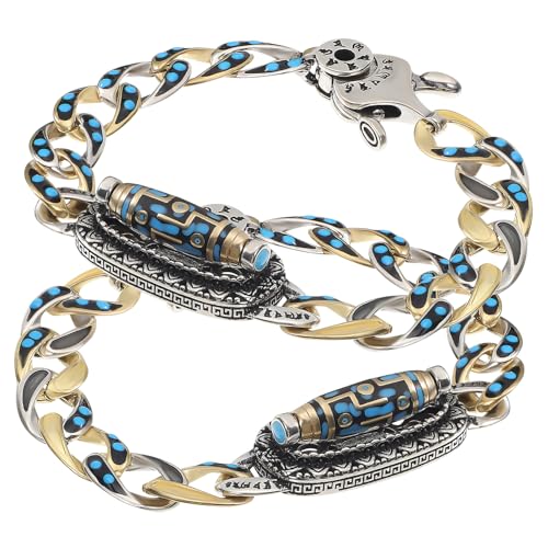 Beaupretty 2 Stück Handgelenksarmbänder Aus Türkisfarbenem Dzi Perlen Handgefertigtes Tibetisches Armband Für Männer Und Frauen Vielseitiges Und Exotisches Design 20cm Glücksarmband von Beaupretty