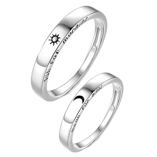 Beaupretty 2 Stück Paar Ring Kreativer Mond Ring Verstellbarer Offener Ehering Aus Silber Modisches Fingeraccessoire Für Paare Für Verlobungen Und Besondere Anlässe von Beaupretty