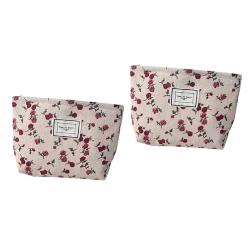 Beaupretty 2St Blumen-Kosmetiktasche Blumenkosmetiktaschen Kosmetik-Organizer-Tasche Aufbewahrungstasche Make-up-Taschen kleine Kosmetiktasche Reise-Kulturbeutel Hohe Kapazität Wäschesack von Beaupretty